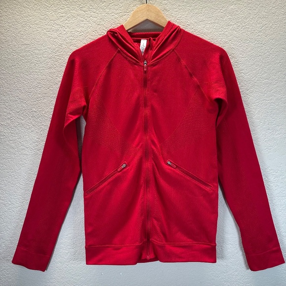 Lululemon Ventilate Hooded Jacket Womens Size 8 Flamenco Red Training Gym Sports - Picture 5 of 16